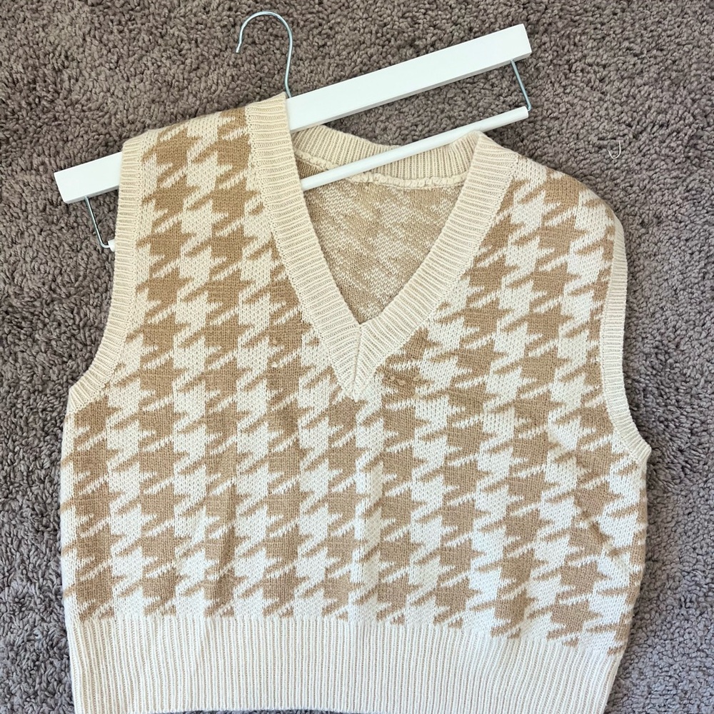 Tan and Cream  Sweater Vest